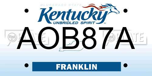 AOB87A Kentucky License Plate