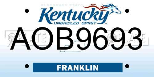AOB9693 Kentucky License Plate