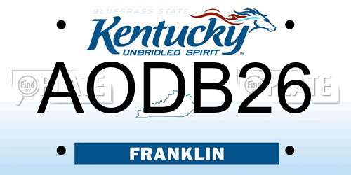 AODB26 Kentucky License Plate