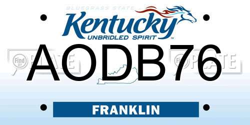 AODB76 Kentucky License Plate