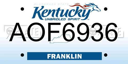 AOF6936 Kentucky License Plate