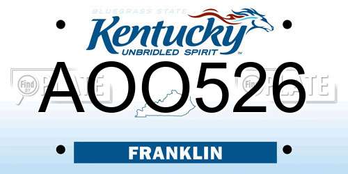 AOO526 Kentucky License Plate
