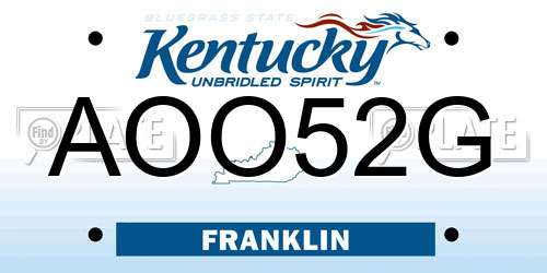 AOO52G Kentucky License Plate