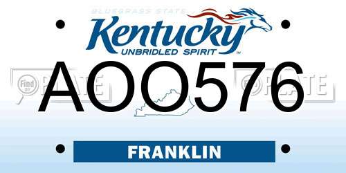 AOO576 Kentucky License Plate