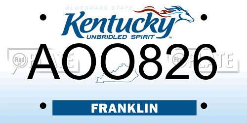 AOO826 Kentucky License Plate