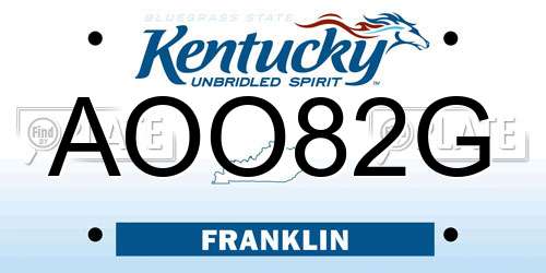 AOO82G Kentucky License Plate