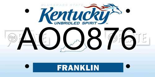 AOO876 Kentucky License Plate