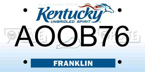AOOB76 Kentucky License Plate
