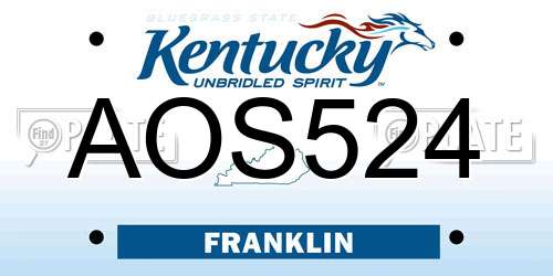 AOS524 Kentucky License Plate