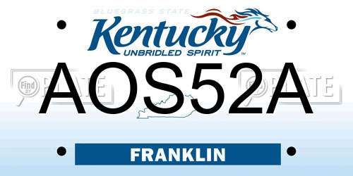 AOS52A Kentucky License Plate