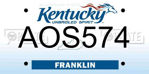 AOS574 Kentucky License Plate