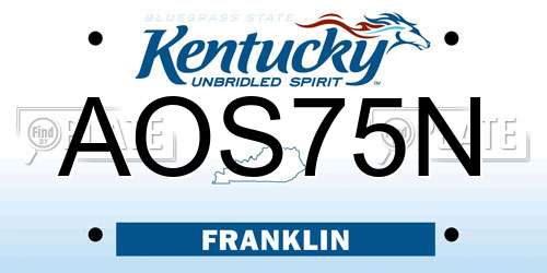 AOS75N Kentucky License Plate