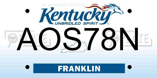 AOS78N Kentucky License Plate