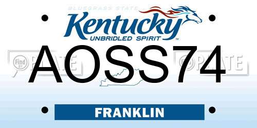 AOSS74 Kentucky License Plate