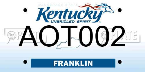 AOT002 Kentucky License Plate
