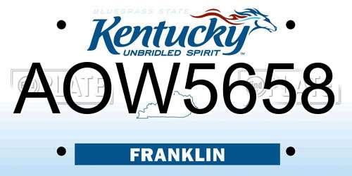 AOW5658 Kentucky License Plate