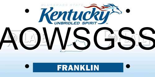 AOWSGSS Kentucky License Plate