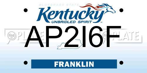 AP2I6F Kentucky License Plate