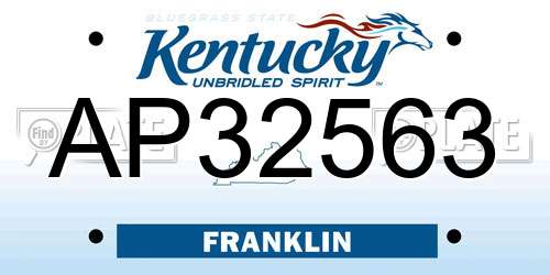 AP32563 Kentucky License Plate