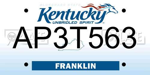 AP3T563 Kentucky License Plate