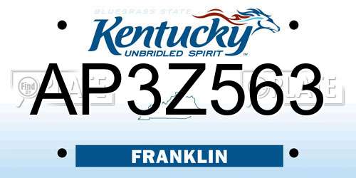 AP3Z563 Kentucky License Plate