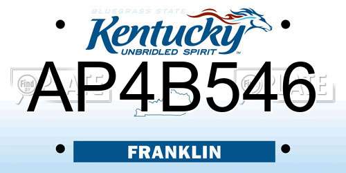AP4B546 Kentucky License Plate