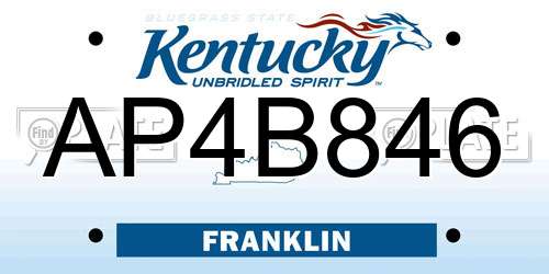 AP4B846 Kentucky License Plate