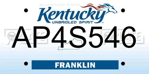 AP4S546 Kentucky License Plate