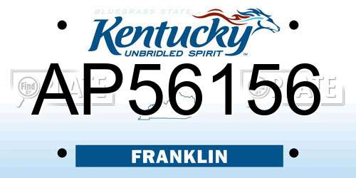 AP56156 Kentucky License Plate