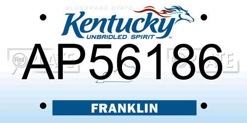 AP56186 Kentucky License Plate