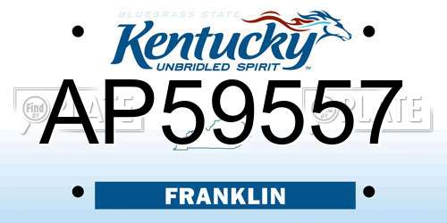AP59557 Kentucky License Plate