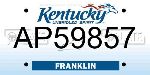 AP59857 Kentucky License Plate