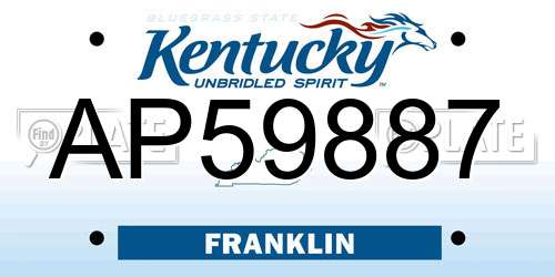 AP59887 Kentucky License Plate