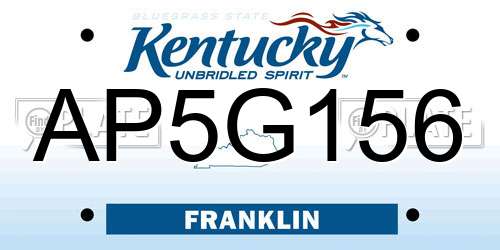 AP5G156 Kentucky License Plate