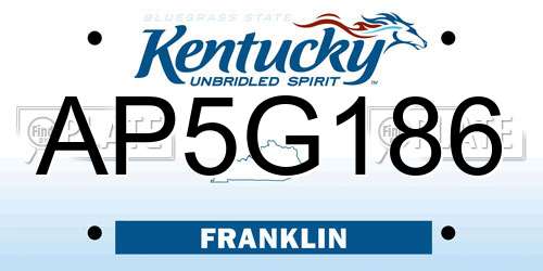 AP5G186 Kentucky License Plate