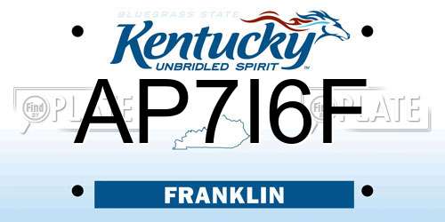 AP7I6F Kentucky License Plate