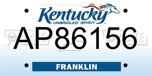 AP86156 Kentucky License Plate