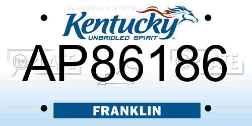AP86186 Kentucky License Plate