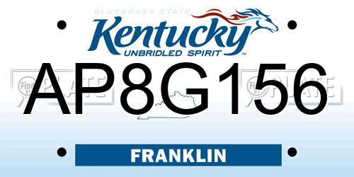 AP8G156 Kentucky License Plate