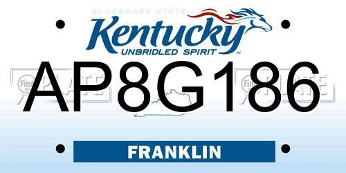 AP8G186 Kentucky License Plate