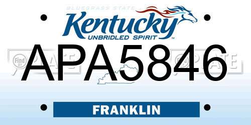 APA5846 Kentucky License Plate