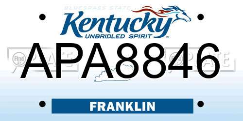 APA8846 Kentucky License Plate