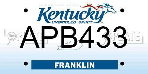 APB433 Kentucky License Plate