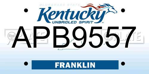 APB9557 Kentucky License Plate