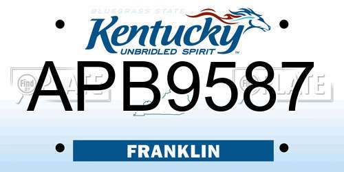 APB9587 Kentucky License Plate