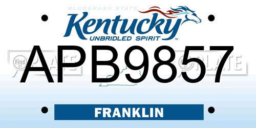 APB9857 Kentucky License Plate