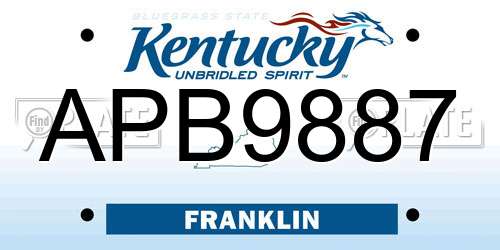 APB9887 Kentucky License Plate