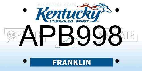 APB998 Kentucky License Plate