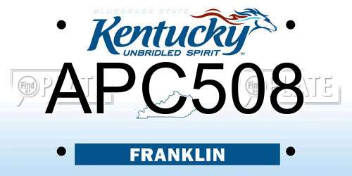 APC508 Kentucky License Plate