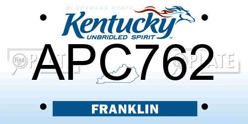 APC762 Kentucky License Plate